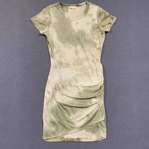 La Miel‎ Women's Green Tie Dye Ruched Bodycon Mini Dress Size L